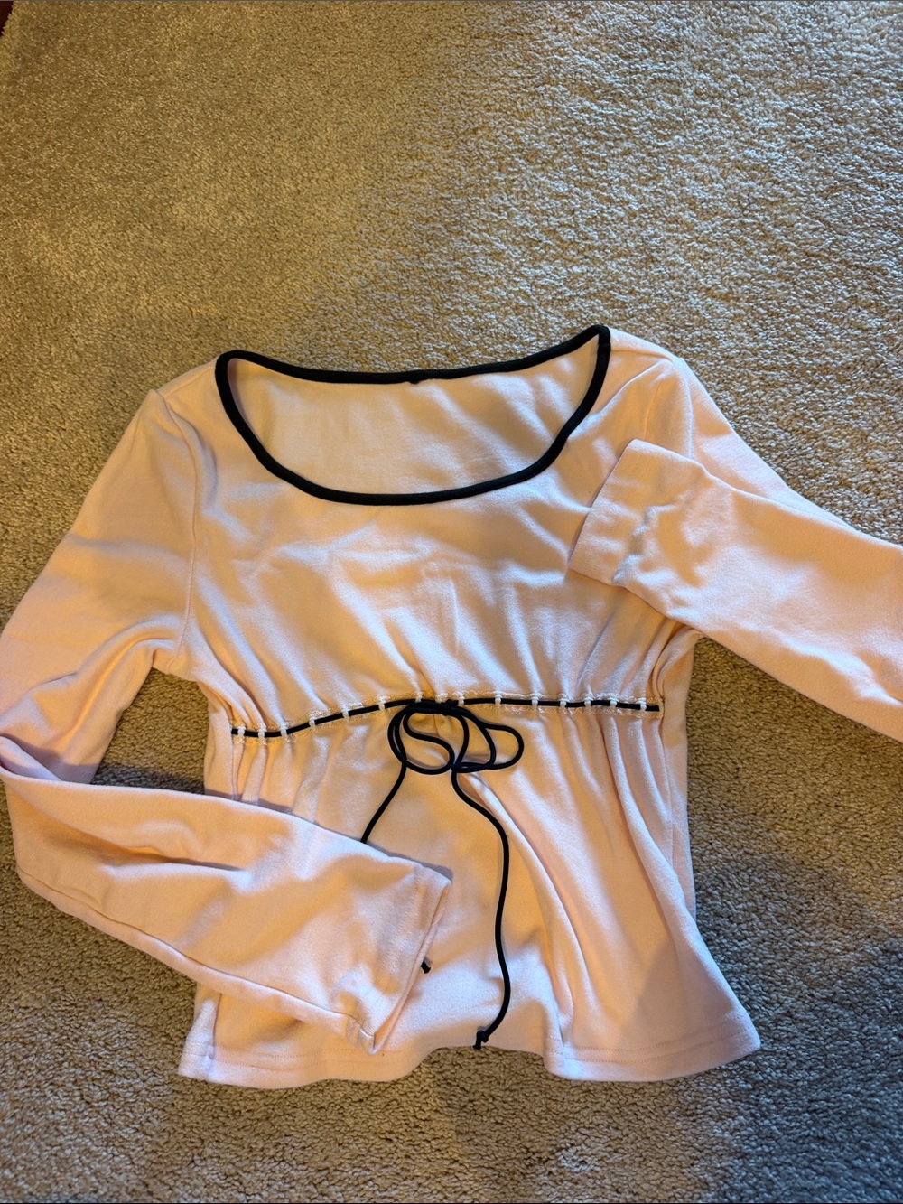 Women’s Long Sleeve Pink Drawstring Waist Top